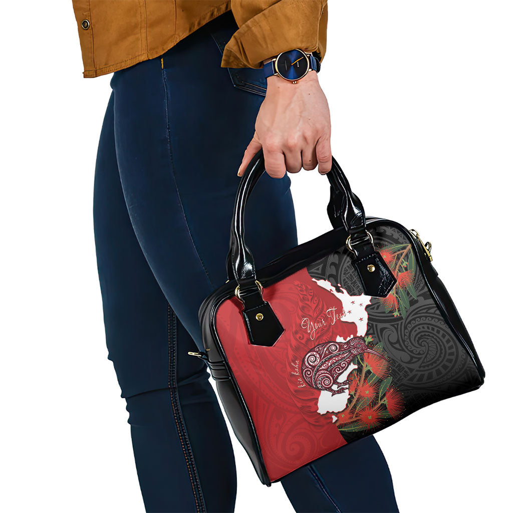 Kiwi New Zealand Personalised Shoulder Handbag NZ Map Pohutukawa Fern Maori Pattern
