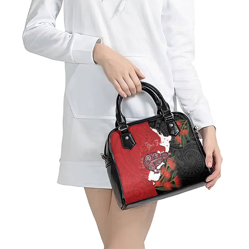 Kiwi New Zealand Personalised Shoulder Handbag NZ Map Pohutukawa Fern Maori Pattern