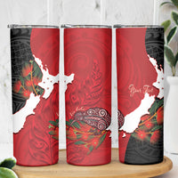 Kiwi New Zealand Personalised Skinny Tumbler NZ Map Pohutukawa Fern Maori Pattern LT22 - Polynesian Pride
