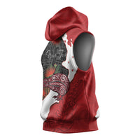 Kiwi New Zealand Personalised Sleeveless Hoodie NZ Map Pohutukawa Fern Maori Pattern LT22 - Polynesian Pride