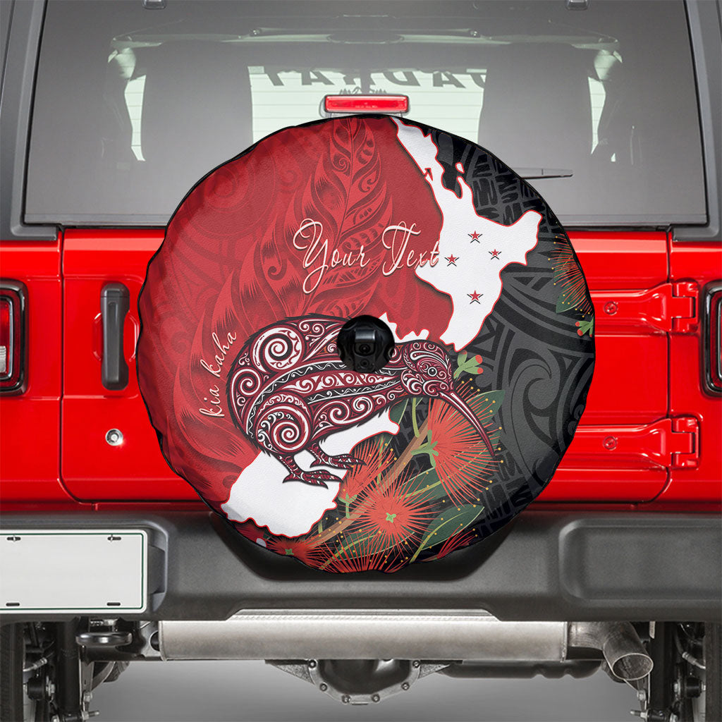 Kiwi New Zealand Personalised Spare Tire Cover NZ Map Pohutukawa Fern Maori Pattern LT22 - Polynesian Pride