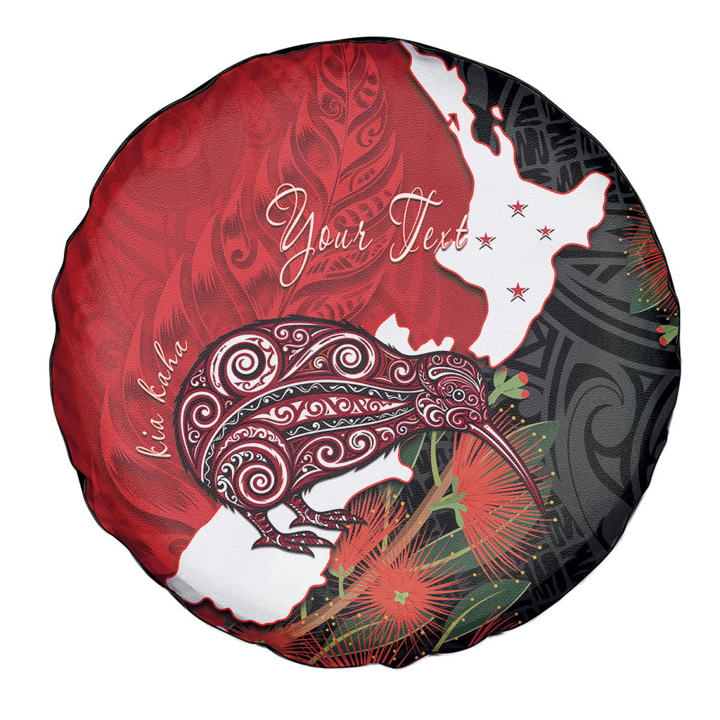 Kiwi New Zealand Personalised Spare Tire Cover NZ Map Pohutukawa Fern Maori Pattern LT22 - Polynesian Pride