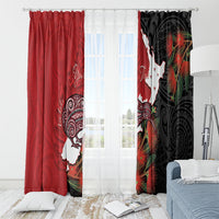 Kiwi New Zealand Personalised Window Curtain NZ Map Pohutukawa Fern Maori Pattern