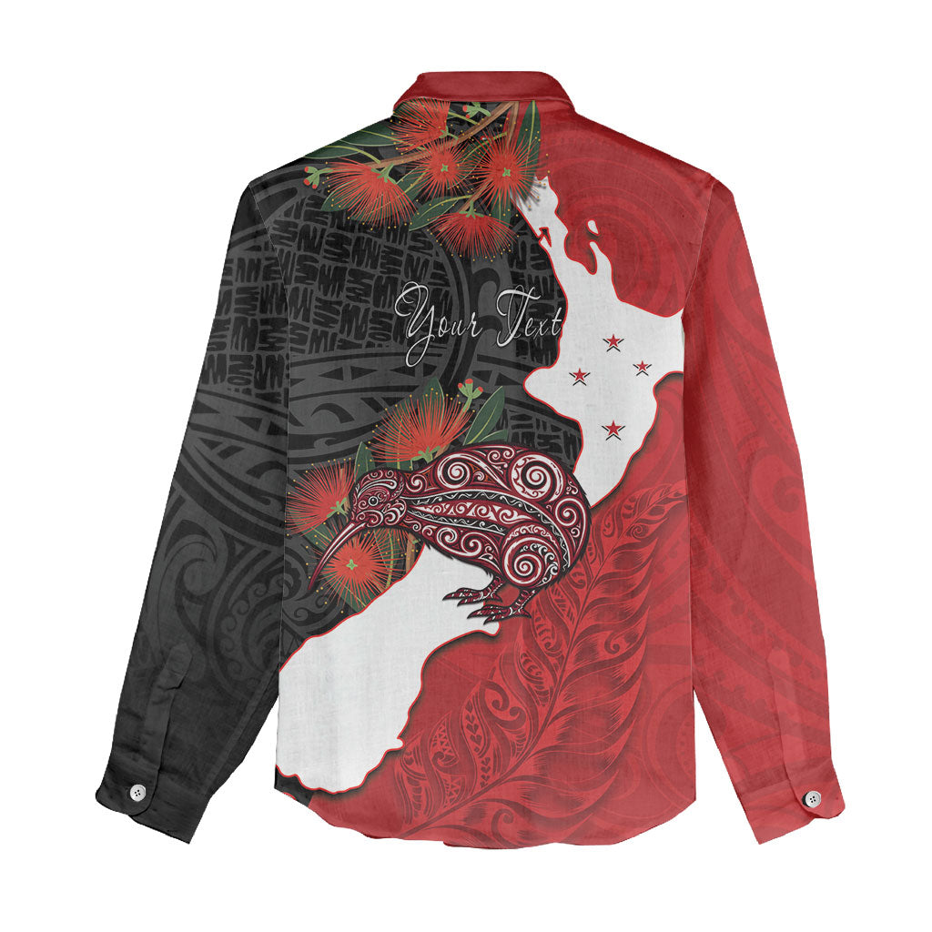 Kiwi New Zealand Personalised Women Casual Shirt NZ Map Pohutukawa Fern Maori Pattern LT22 - Polynesian Pride