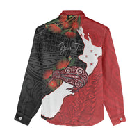Kiwi New Zealand Personalised Women Casual Shirt NZ Map Pohutukawa Fern Maori Pattern LT22 - Polynesian Pride