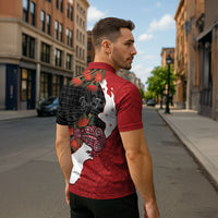Kiwi New Zealand Personalised Zipper Polo Shirt NZ Map Pohutukawa Fern Maori Pattern LT22 - Polynesian Pride