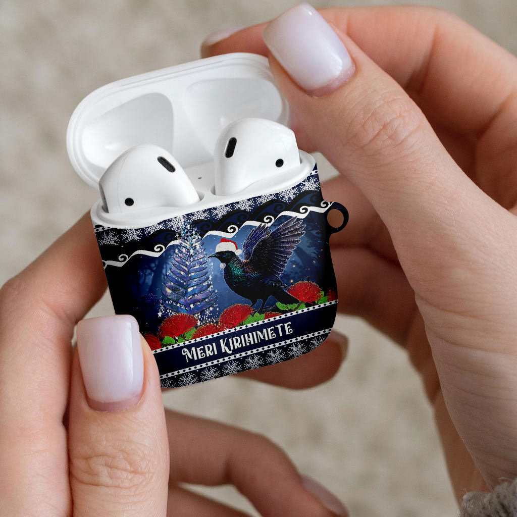New Zealand Tui Bird Christmas AirPods Case Pohutukawa Xmas Tree Meri Kirihimete LT22 - Polynesian Pride