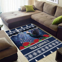 New Zealand Tui Bird Christmas Area Rug Pohutukawa Xmas Tree Meri Kirihimete LT22 - Polynesian Pride