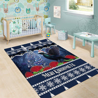 New Zealand Tui Bird Christmas Area Rug Pohutukawa Xmas Tree Meri Kirihimete LT22 - Polynesian Pride