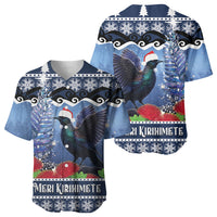 New Zealand Tui Bird Christmas Baseball Jersey Pohutukawa Xmas Tree Meri Kirihimete LT22 - Polynesian Pride