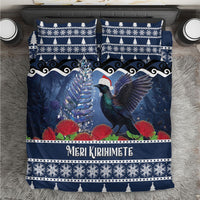 New Zealand Tui Bird Christmas Bedding Set Pohutukawa Xmas Tree Meri Kirihimete