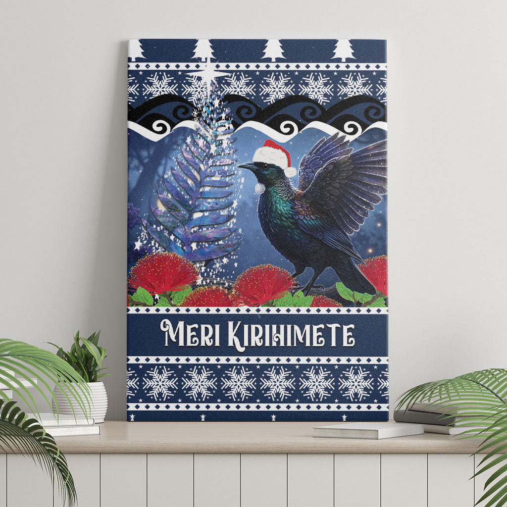 New Zealand Tui Bird Christmas Canvas Wall Art Pohutukawa Xmas Tree Meri Kirihimete LT22 - Polynesian Pride