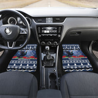 New Zealand Tui Bird Christmas Car Mats Pohutukawa Xmas Tree Meri Kirihimete LT22 Set 2pcs - Front Blue - Polynesian Pride