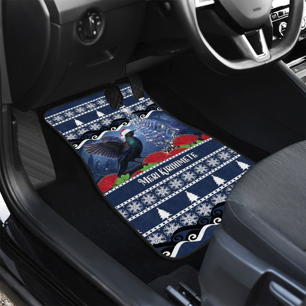 New Zealand Tui Bird Christmas Car Mats Pohutukawa Xmas Tree Meri Kirihimete LT22 - Polynesian Pride