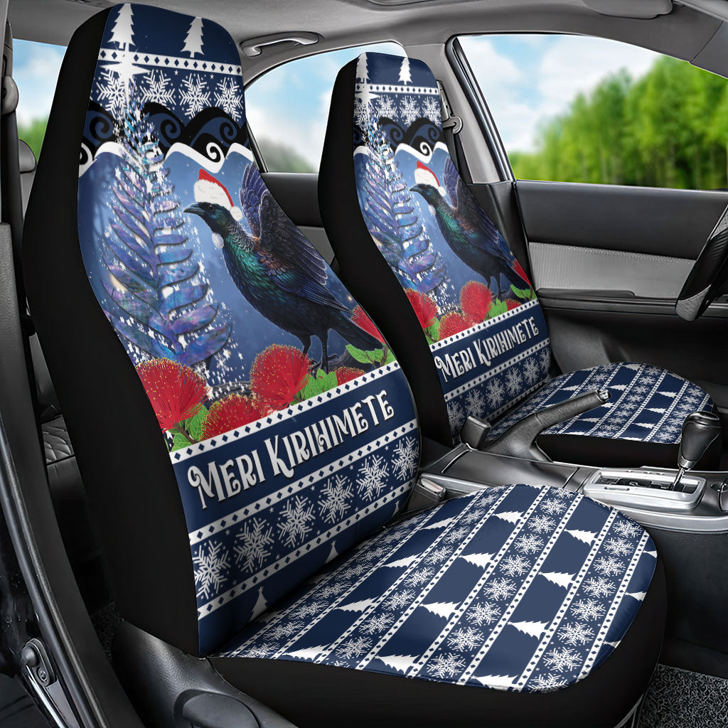 New Zealand Tui Bird Christmas Car Seat Cover Pohutukawa Xmas Tree Meri Kirihimete LT22 - Polynesian Pride