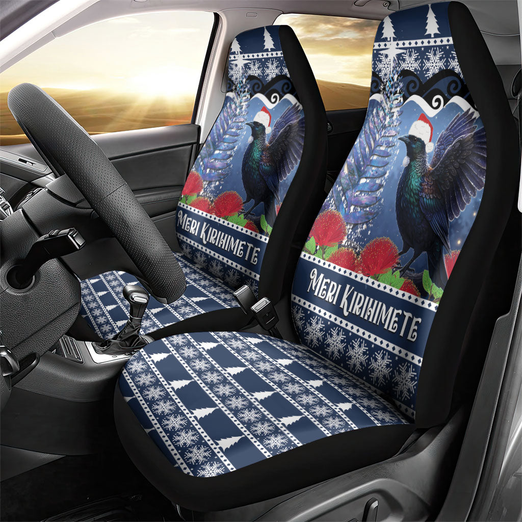 New Zealand Tui Bird Christmas Car Seat Cover Pohutukawa Xmas Tree Meri Kirihimete LT22 - Polynesian Pride