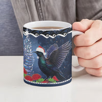 New Zealand Tui Bird Christmas Ceramic Mug Pohutukawa Xmas Tree Meri Kirihimete