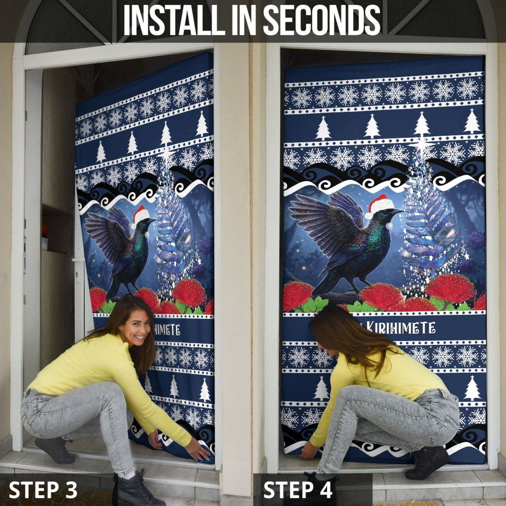 New Zealand Tui Bird Christmas Door Cover Pohutukawa Xmas Tree Meri Kirihimete LT22 - Polynesian Pride