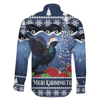 New Zealand Tui Bird Christmas Family Matching Off The Shoulder Long Sleeve Dress and Hawaiian Shirt Pohutukawa Xmas Tree Meri Kirihimete LT22 - Polynesian Pride