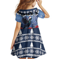 New Zealand Tui Bird Christmas Family Matching Off Shoulder Short Dress and Hawaiian Shirt Pohutukawa Xmas Tree Meri Kirihimete LT22 - Polynesian Pride
