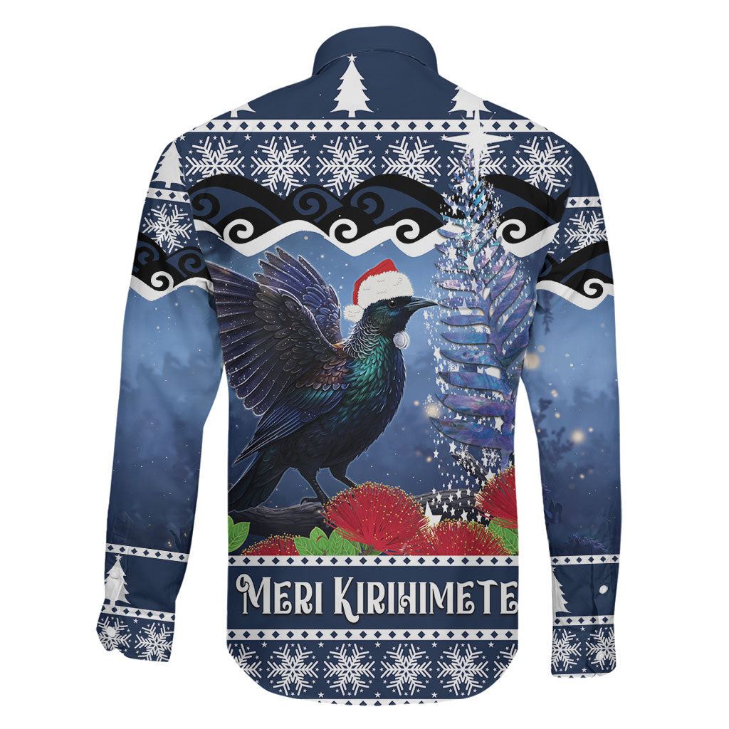 New Zealand Tui Bird Christmas Family Matching Puletasi and Hawaiian Shirt Pohutukawa Xmas Tree Meri Kirihimete LT22 - Polynesian Pride