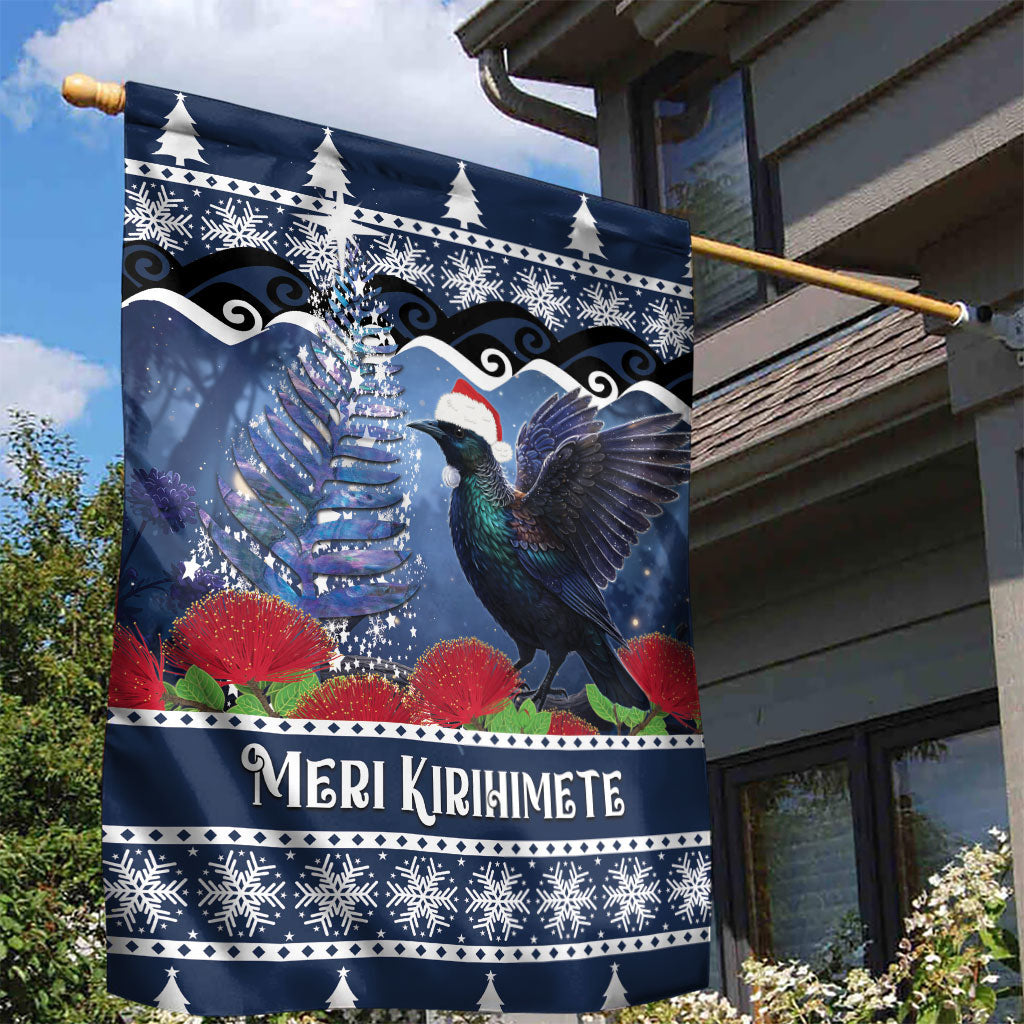 New Zealand Tui Bird Christmas Garden Flag Pohutukawa Xmas Tree Meri Kirihimete LT22 - Polynesian Pride