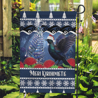 New Zealand Tui Bird Christmas Garden Flag Pohutukawa Xmas Tree Meri Kirihimete LT22 Garden Flag Blue - Polynesian Pride