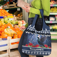 New Zealand Tui Bird Christmas Grocery Bag Pohutukawa Xmas Tree Meri Kirihimete LT22 - Polynesian Pride