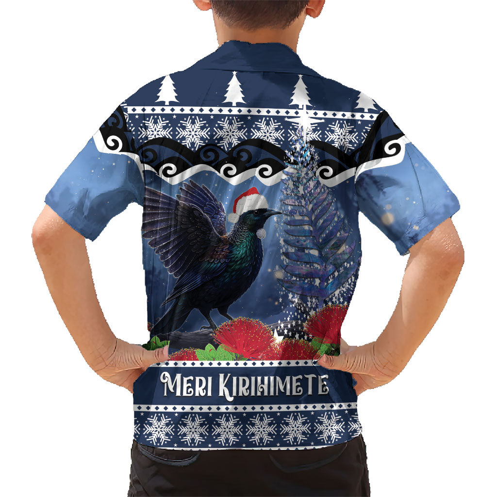 New Zealand Tui Bird Christmas Hawaiian Shirt Pohutukawa Xmas Tree Meri Kirihimete LT22 - Polynesian Pride