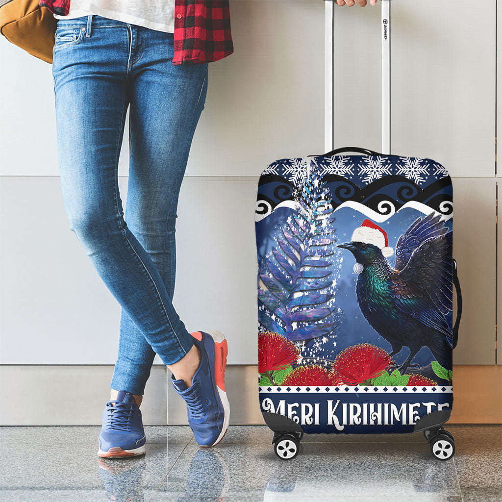 New Zealand Tui Bird Christmas Luggage Cover Pohutukawa Xmas Tree Meri Kirihimete LT22 - Polynesian Pride