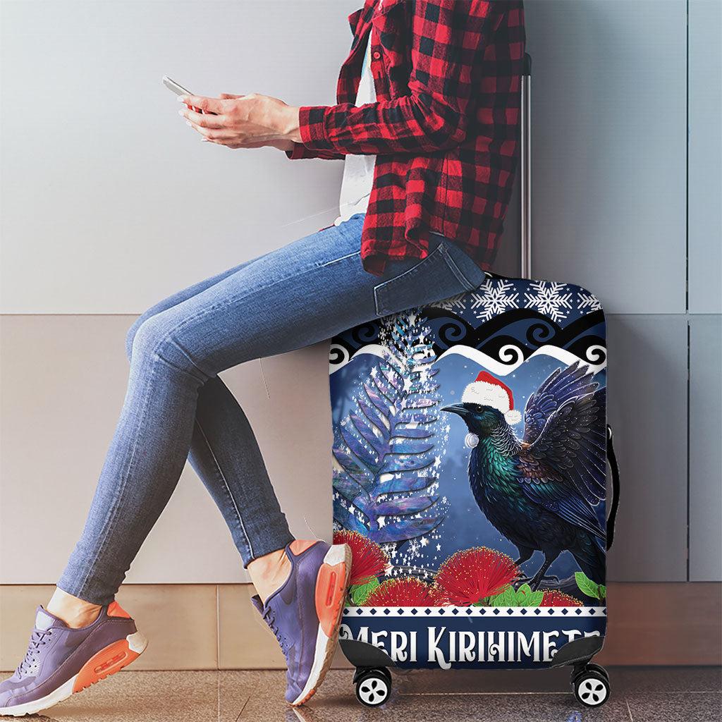 New Zealand Tui Bird Christmas Luggage Cover Pohutukawa Xmas Tree Meri Kirihimete LT22 - Polynesian Pride
