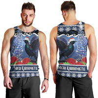 New Zealand Tui Bird Christmas Men Tank Top Pohutukawa Xmas Tree Meri Kirihimete LT22 - Polynesian Pride