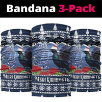 New Zealand Tui Bird Christmas Neck Gaiter Pohutukawa Xmas Tree Meri Kirihimete LT22 package One Size: 25*50cm Blue - Polynesian Pride