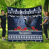 New Zealand Tui Bird Christmas Quilt Pohutukawa Xmas Tree Meri Kirihimete LT22 - Polynesian Pride
