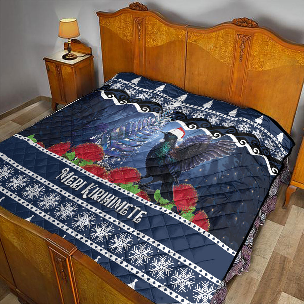New Zealand Tui Bird Christmas Quilt Pohutukawa Xmas Tree Meri Kirihimete LT22 - Polynesian Pride