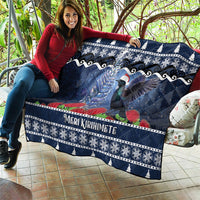 New Zealand Tui Bird Christmas Quilt Pohutukawa Xmas Tree Meri Kirihimete LT22 - Polynesian Pride