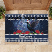New Zealand Tui Bird Christmas Rubber Doormat Pohutukawa Xmas Tree Meri Kirihimete LT22 Blue - Polynesian Pride