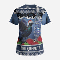 New Zealand Tui Bird Christmas Scrub Top Pohutukawa Xmas Tree Meri Kirihimete