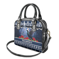 New Zealand Tui Bird Christmas Shoulder Handbag Pohutukawa Xmas Tree Meri Kirihimete LT22 - Polynesian Pride