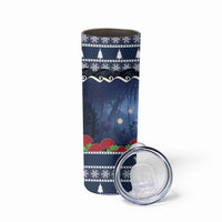 New Zealand Tui Bird Christmas Skinny Tumbler Pohutukawa Xmas Tree Meri Kirihimete LT22 - Polynesian Pride
