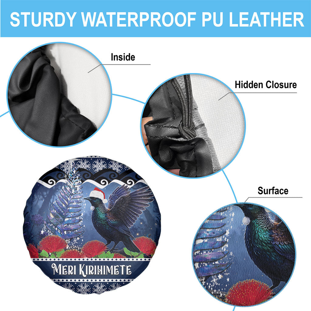 New Zealand Tui Bird Christmas Spare Tire Cover Pohutukawa Xmas Tree Meri Kirihimete LT22 - Polynesian Pride