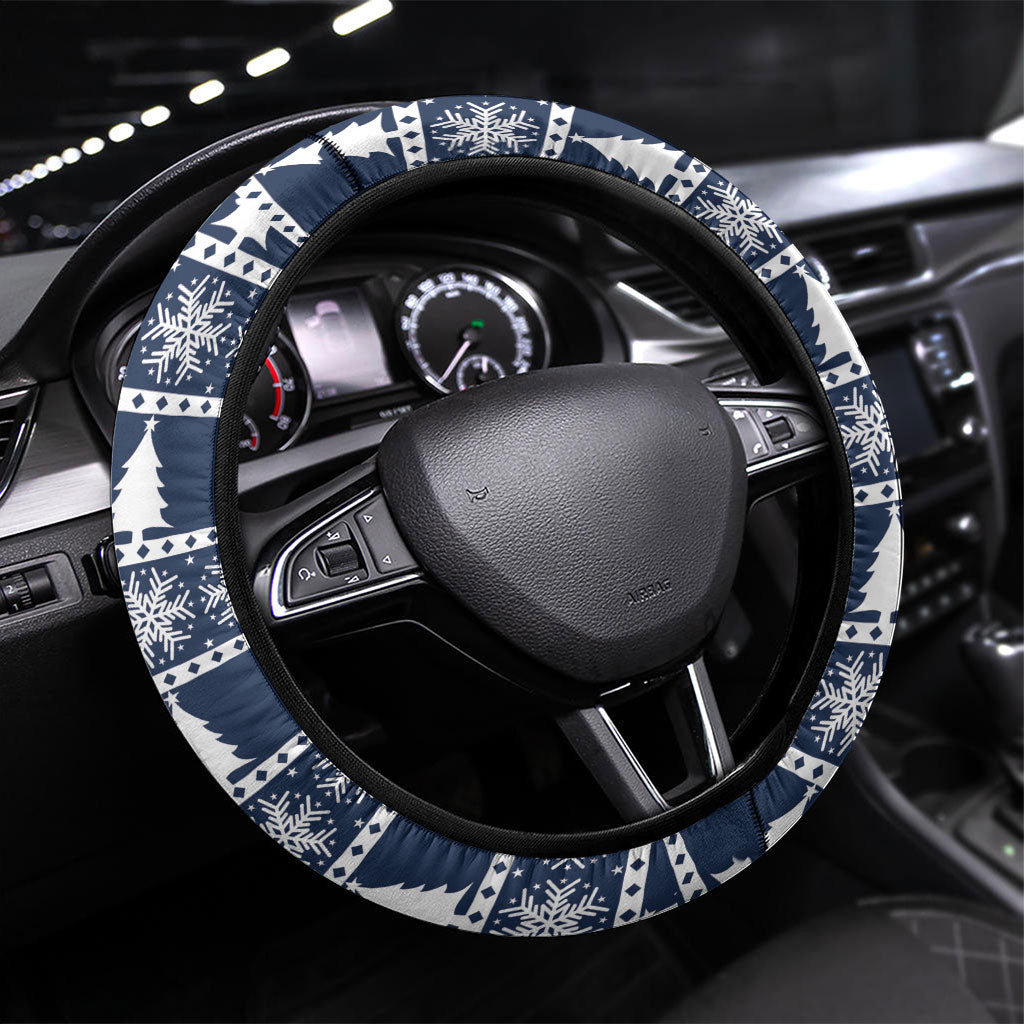 New Zealand Tui Bird Christmas Steering Wheel Cover Pohutukawa Xmas Tree Meri Kirihimete LT22 Universal Fit Blue - Polynesian Pride