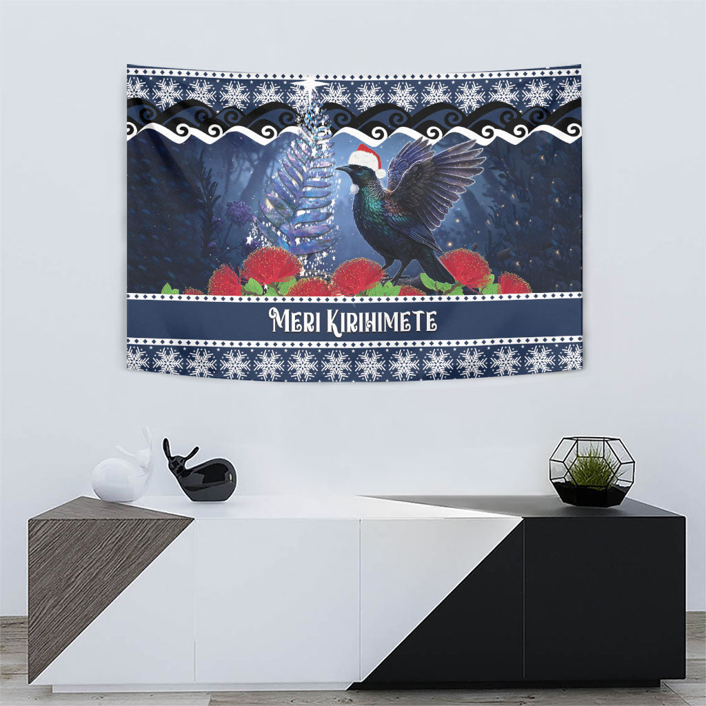 New Zealand Tui Bird Christmas Tapestry Pohutukawa Xmas Tree Meri Kirihimete LT22 - Polynesian Pride