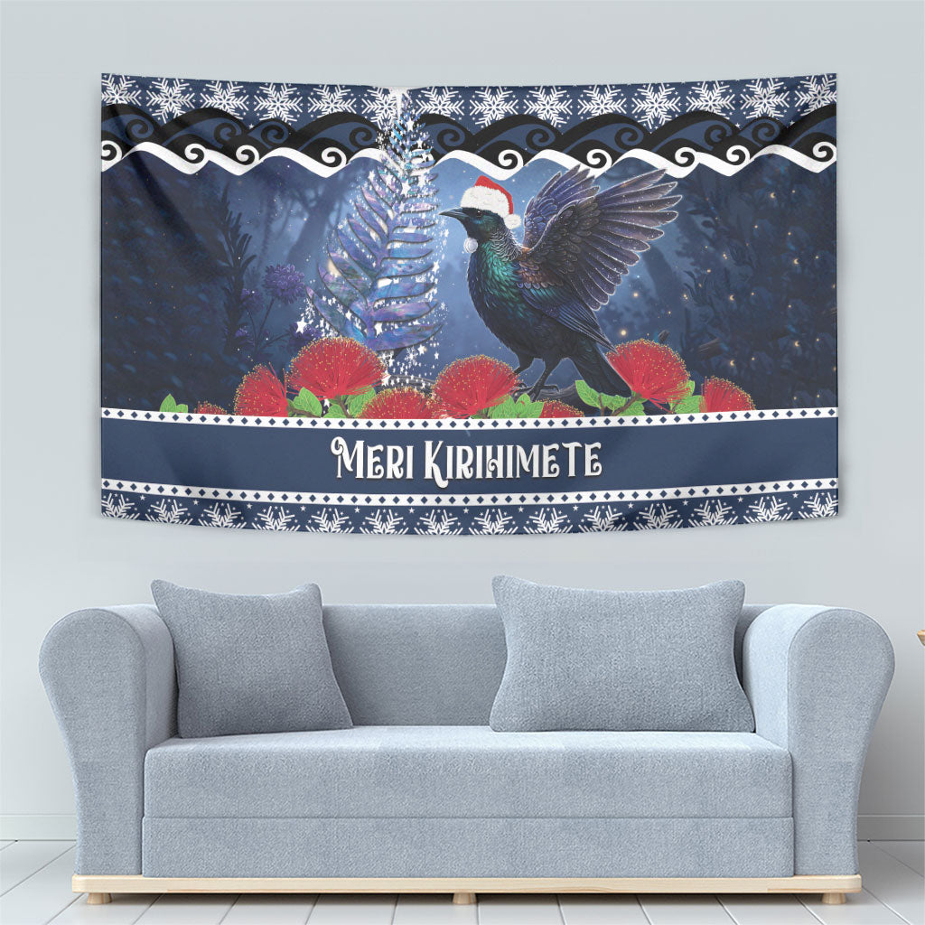 New Zealand Tui Bird Christmas Tapestry Pohutukawa Xmas Tree Meri Kirihimete LT22 - Polynesian Pride