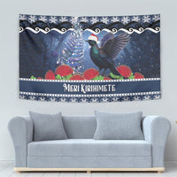 New Zealand Tui Bird Christmas Tapestry Pohutukawa Xmas Tree Meri Kirihimete LT22 - Polynesian Pride