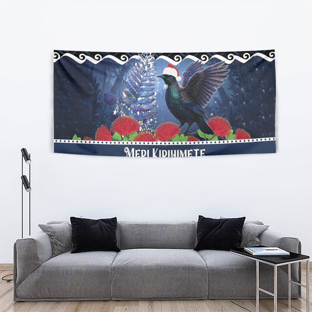 New Zealand Tui Bird Christmas Tapestry Pohutukawa Xmas Tree Meri Kirihimete LT22 - Polynesian Pride