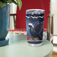 New Zealand Tui Bird Christmas Tumbler Cup Pohutukawa Xmas Tree Meri Kirihimete LT22 - Polynesian Pride