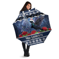 New Zealand Tui Bird Christmas Umbrella Pohutukawa Xmas Tree Meri Kirihimete LT22 - Polynesian Pride
