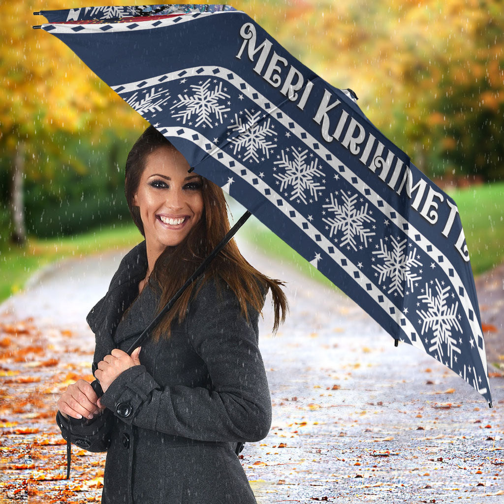 New Zealand Tui Bird Christmas Umbrella Pohutukawa Xmas Tree Meri Kirihimete LT22 - Polynesian Pride