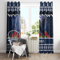 New Zealand Tui Bird Christmas Window Curtain Pohutukawa Xmas Tree Meri Kirihimete LT22 - Polynesian Pride